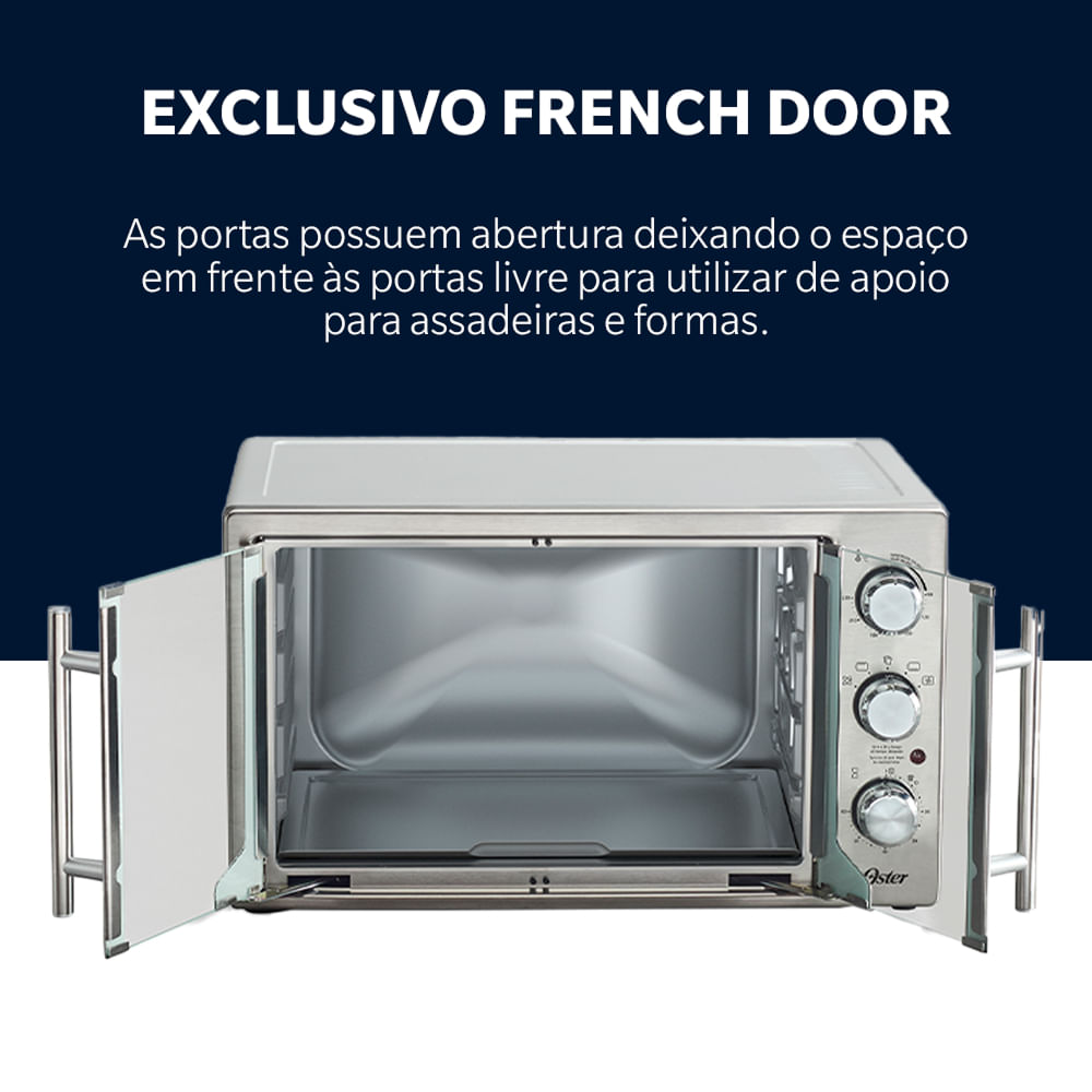 Burger＆Flies　Fine Silver Forno e Fritadeira Sem Óleo Oster 42L French Door 2 em 1 | ColmeiaShop